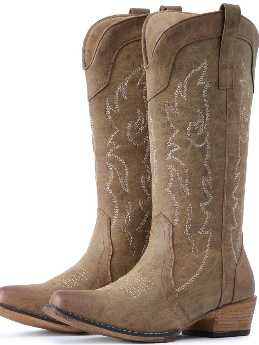 Cowboy Boots for Women Mid Calf Fashion Cowgirl Boots Western Snip Toe